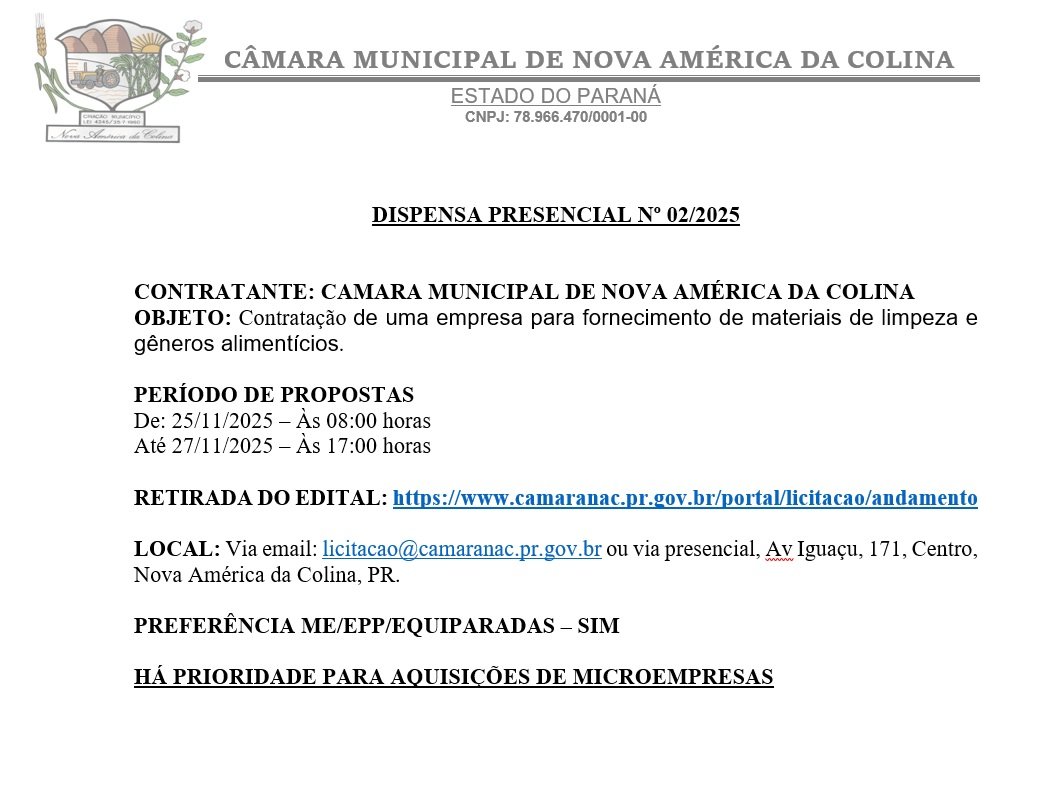 Dispensa de Licitação 02/2025